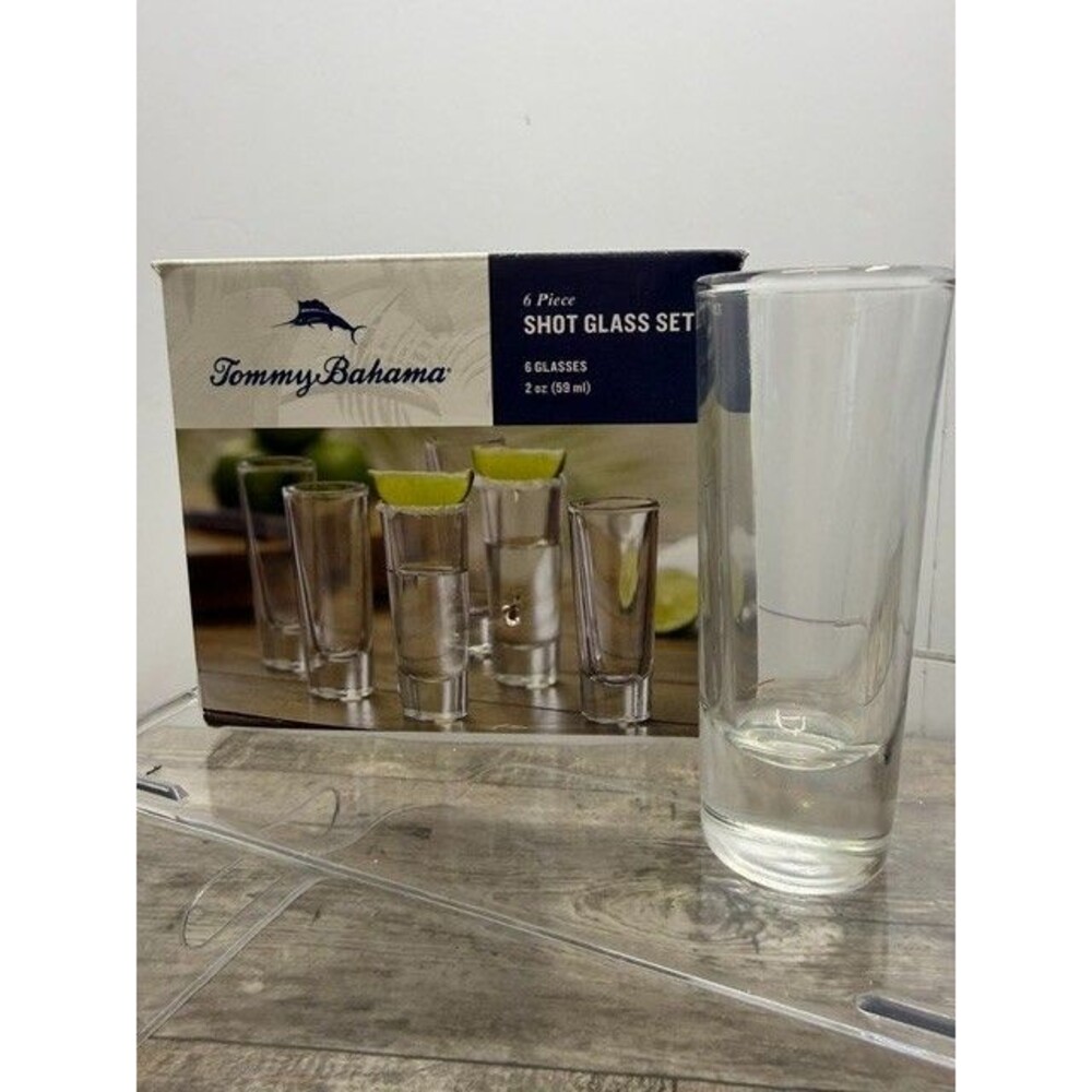 NEW TOMMY BAHAMA SET OF 6 - 2 oz SHOT GLASSES, Thick Base